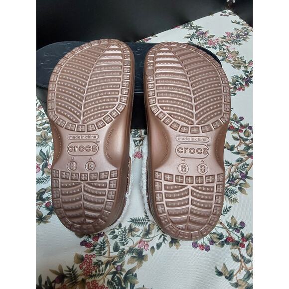 Original Croc's Bronze Brown Fur Lined Slip on Men 6 Women 8 - Picture 6 of 8
